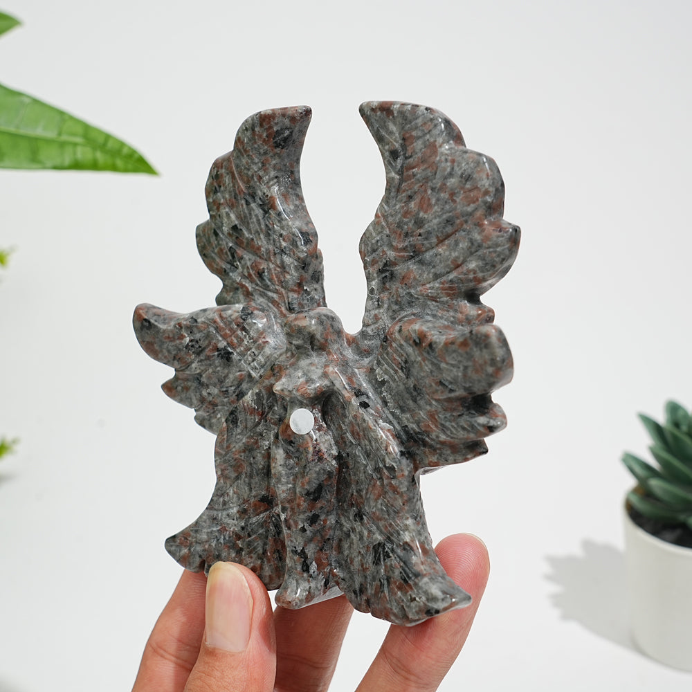 Unique,A Slightly Imperfect Natural Crystal Yooperlite Six-Wing Angel Carving
