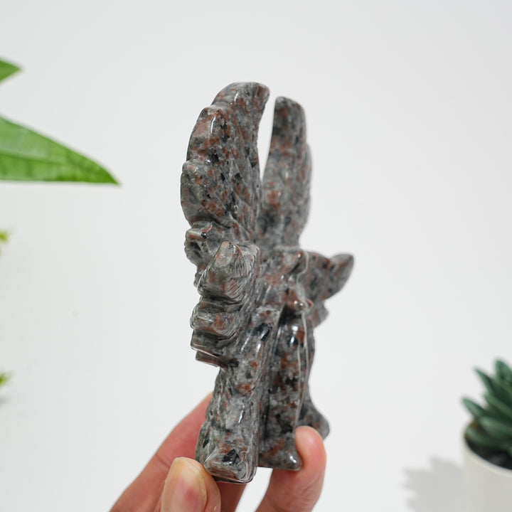 Unique,A Slightly Imperfect Natural Crystal Yooperlite Six-Wing Angel Carving
