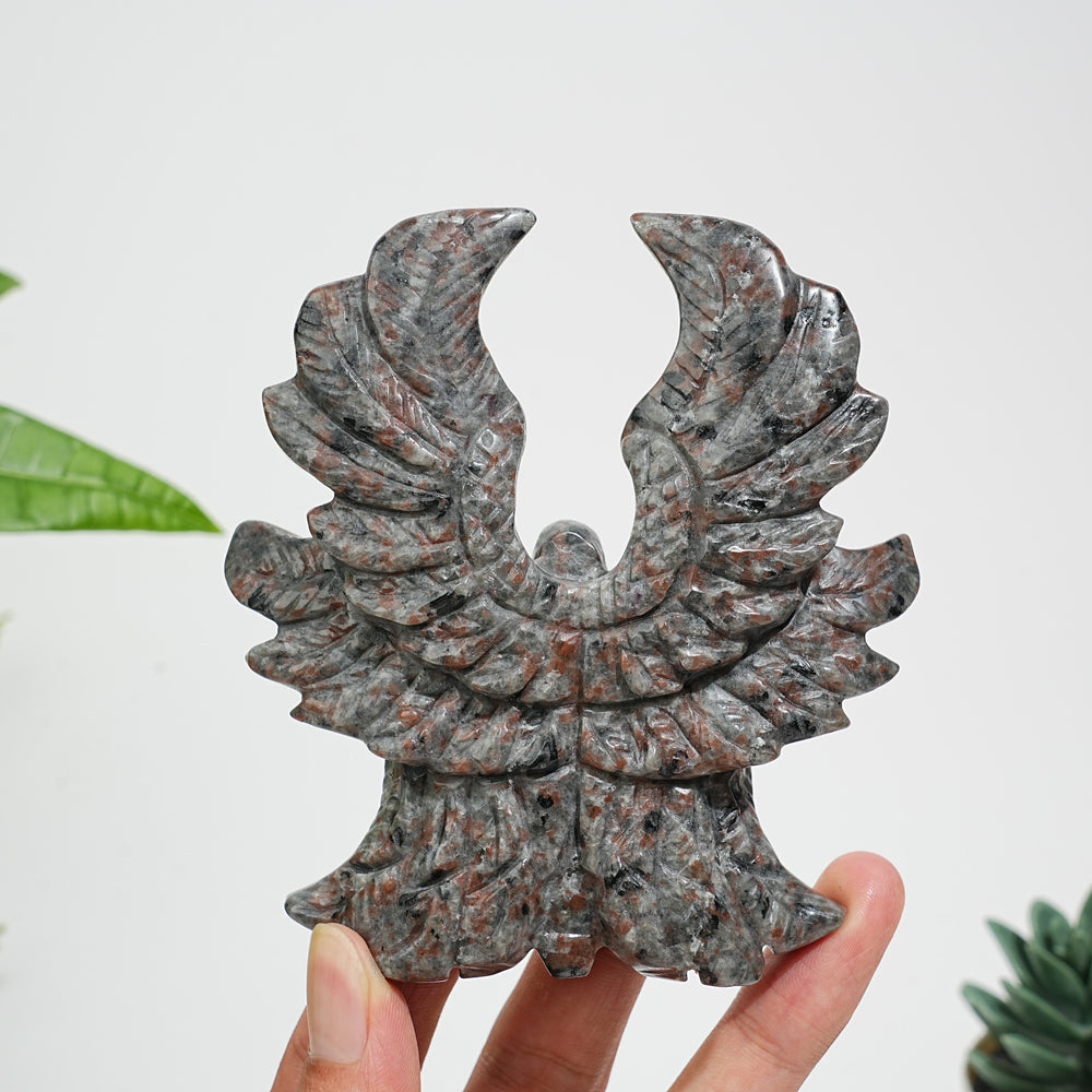 Unique,A Slightly Imperfect Natural Crystal Yooperlite Six-Wing Angel Carving