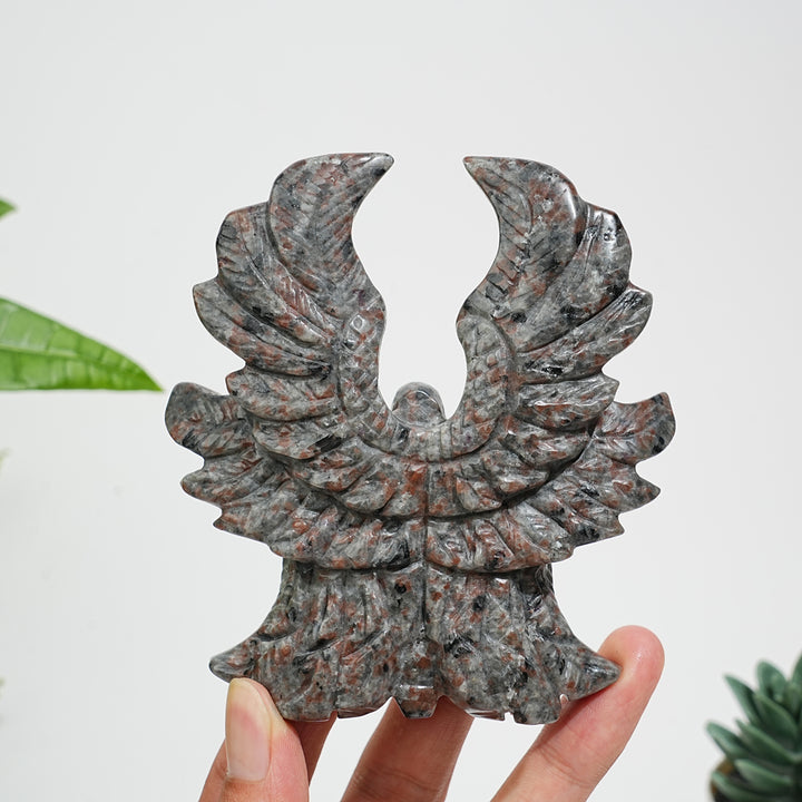 Unique,A Slightly Imperfect Natural Crystal Yooperlite Six-Wing Angel Carving