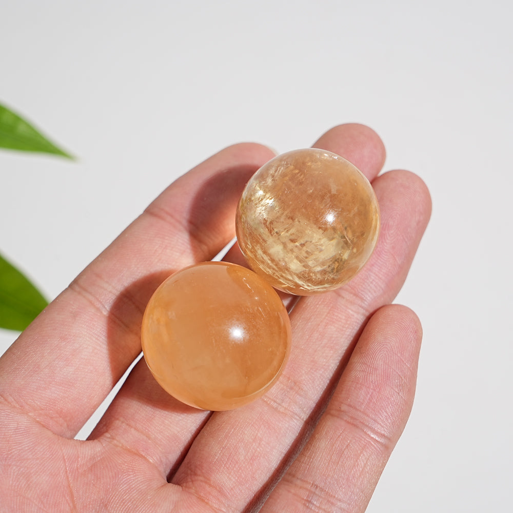 Natural Crystal Honey Calcite Sphere