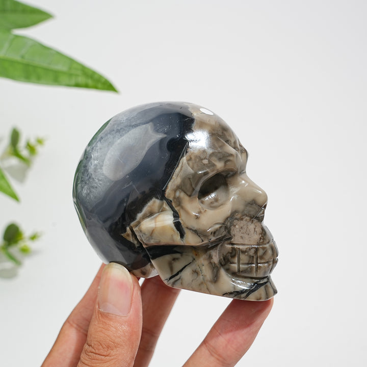 Unique,A Slightly Imperfect Natural Crystal Volcanic Agate Skull Carving