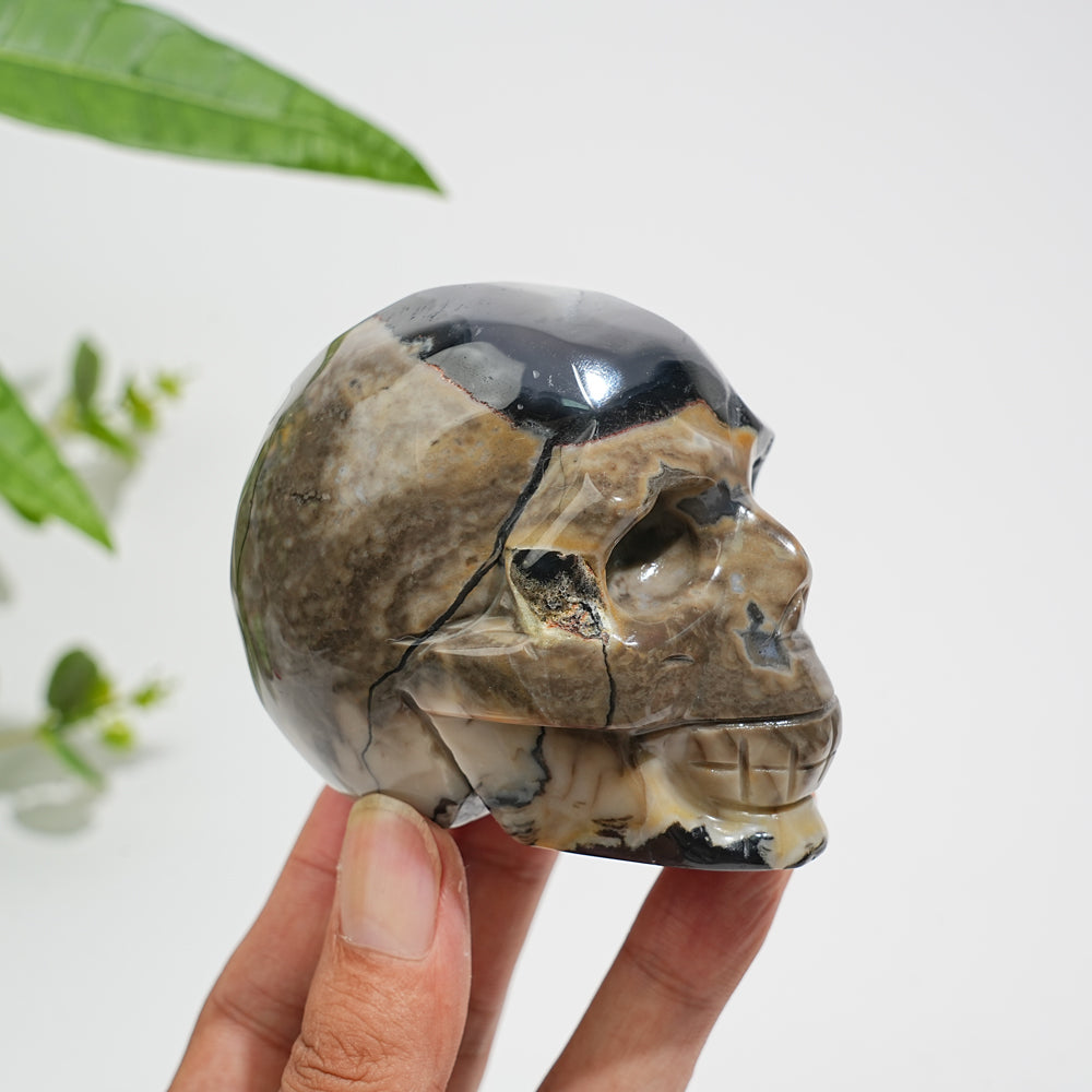 Unique,A Slightly Imperfect Natural Crystal Volcanic Agate Skull Carving