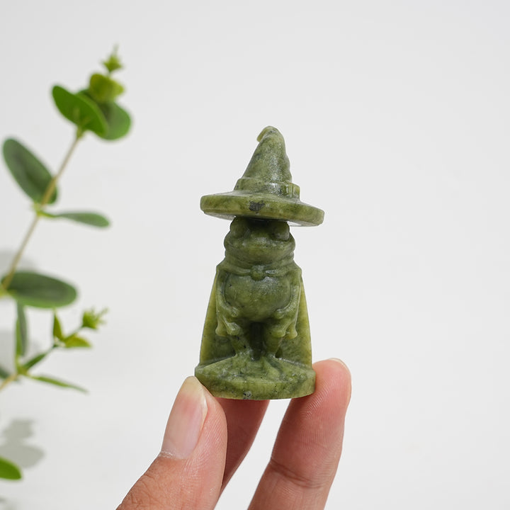 Natural Crystal Carving Serpentine Wizard Frog