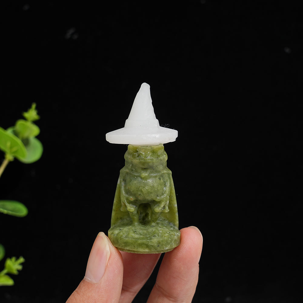 Natural Crystal Carving Serpentine Wizard Frog