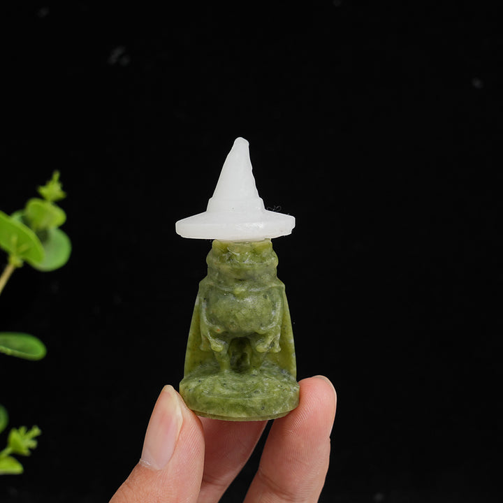 Natural Crystal Carving Serpentine Wizard Frog