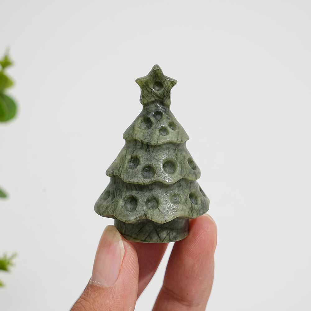 Natural Crystal Carving Serpentine Christmas Tree