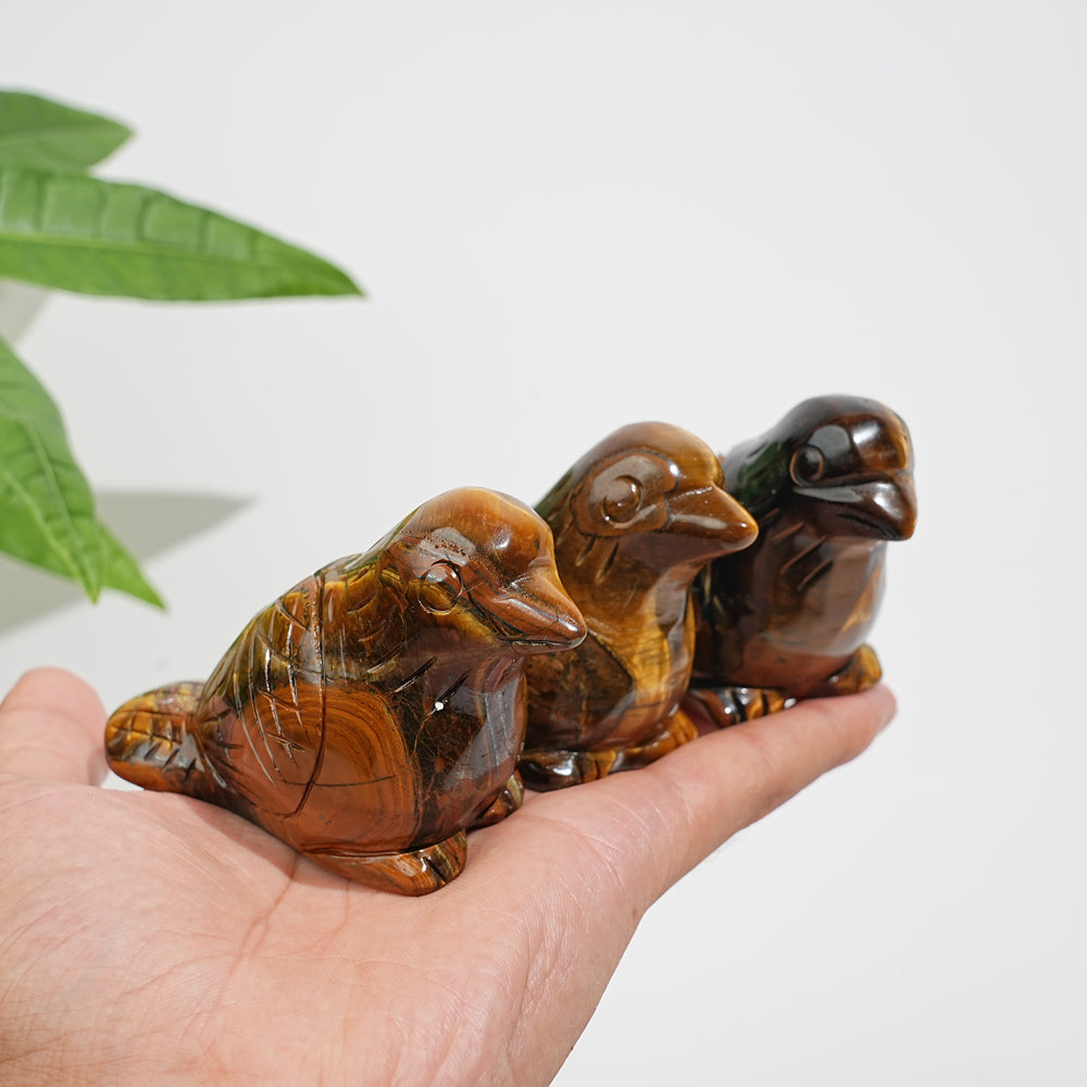 Natural Crystal Tiger Eye Bird Carving