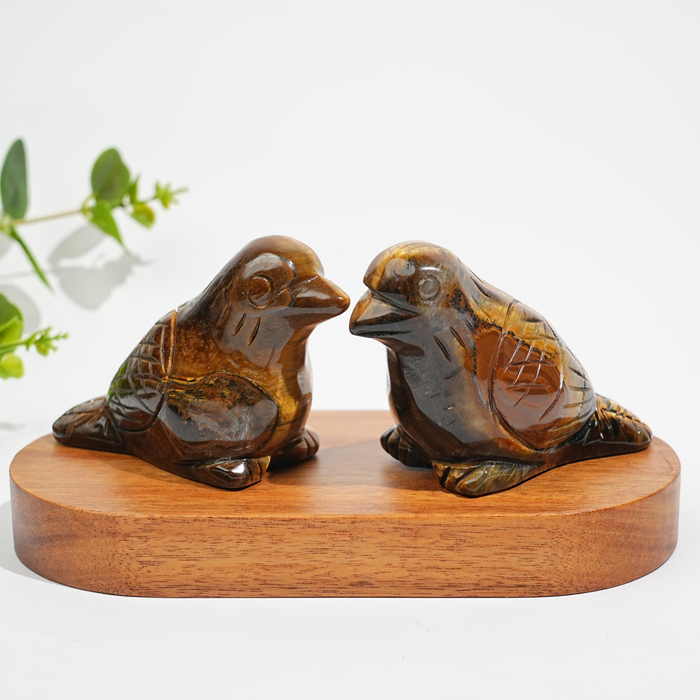 Natural Crystal Tiger Eye Bird Carving