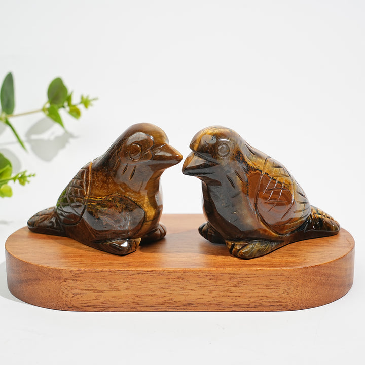 Natural Crystal Tiger Eye Bird Carving