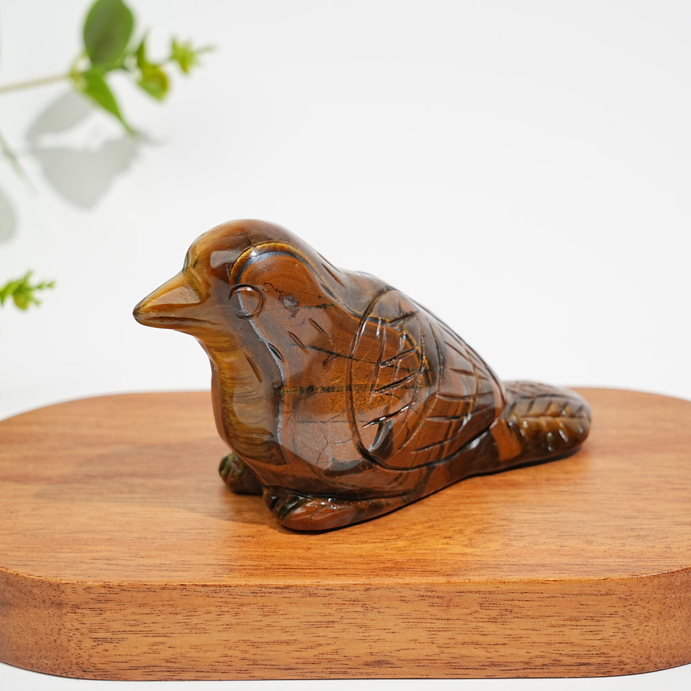 Natural Crystal Tiger Eye Bird Carving
