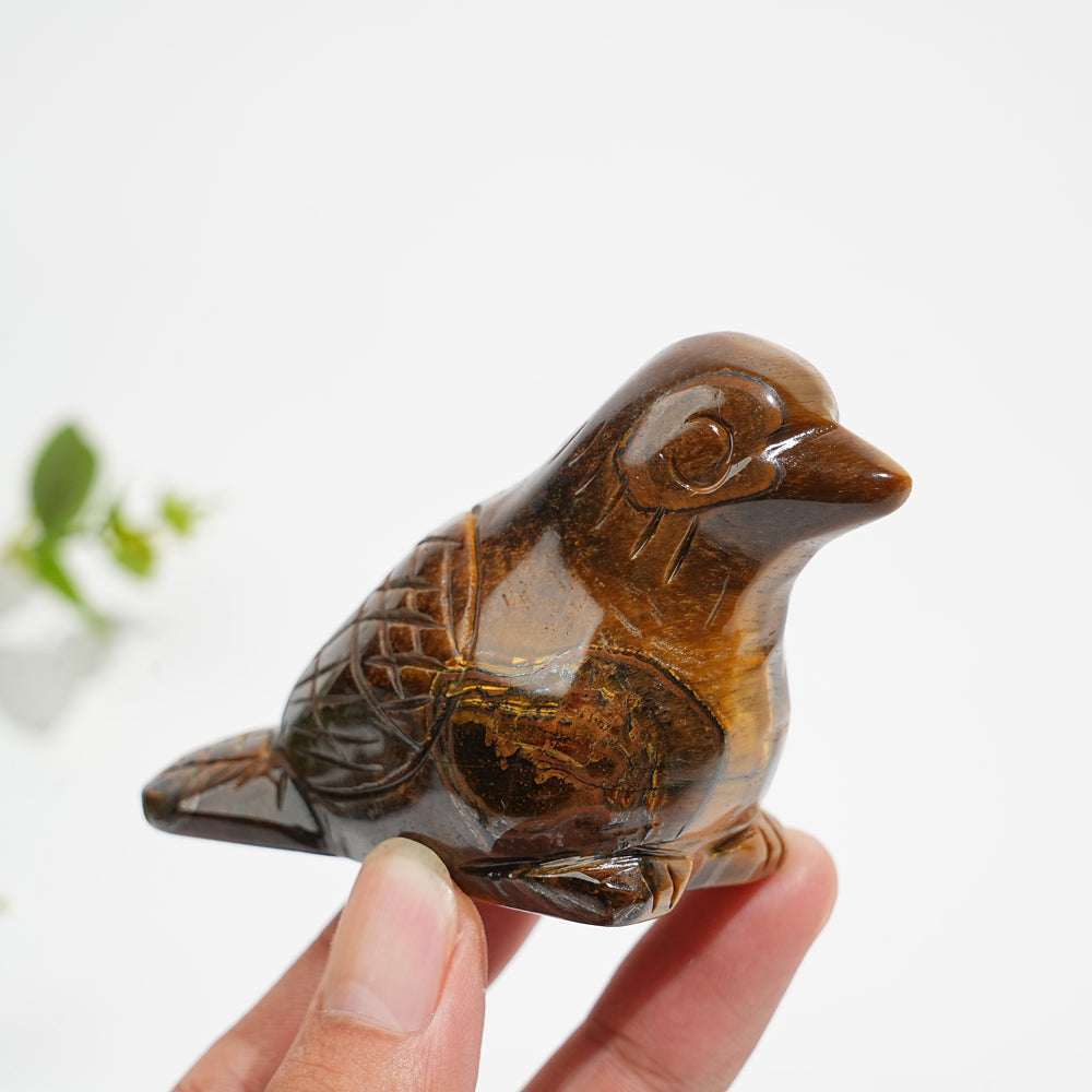 Natural Crystal Tiger Eye Bird Carving