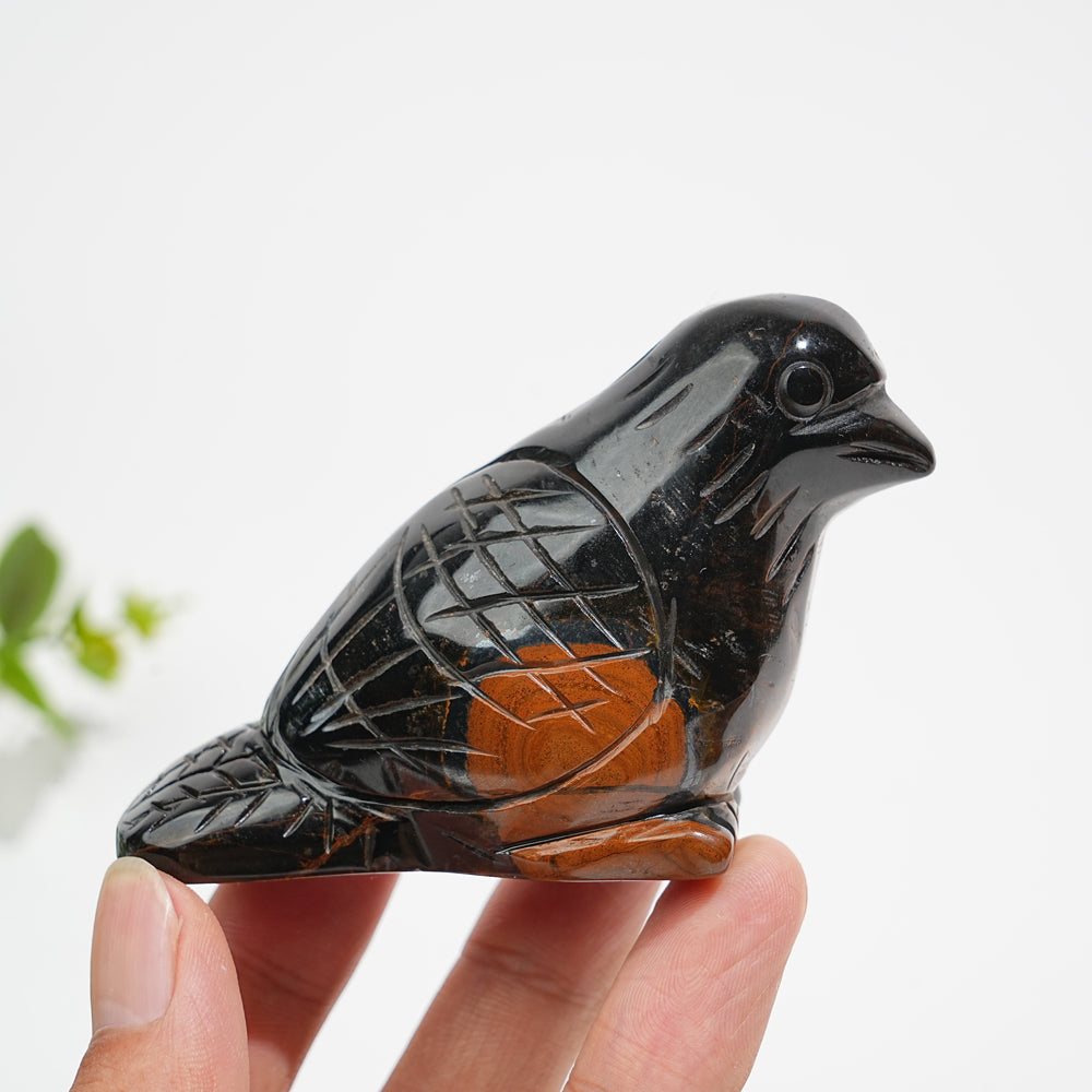 Natural Crystal Tiger Eye Bird Carving