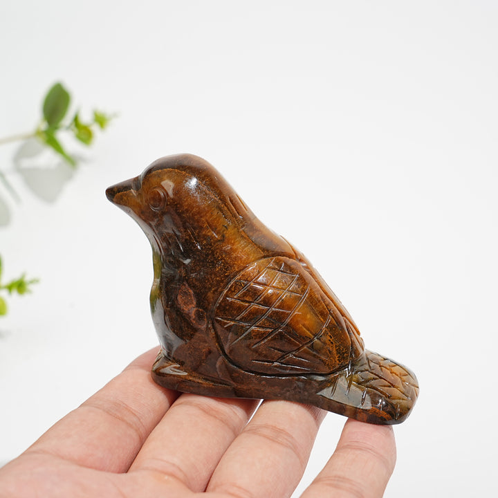 Natural Crystal Tiger Eye Bird Carving