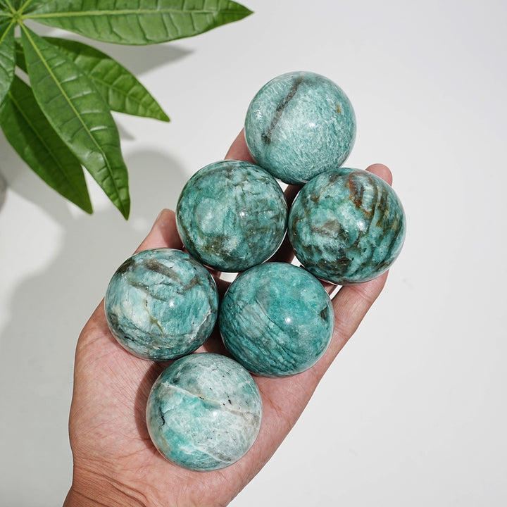 Natural Crystal Amazonite With Smoky Quartz Sphere