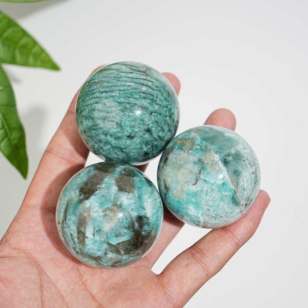 Natural Crystal Amazonite With Smoky Quartz Sphere