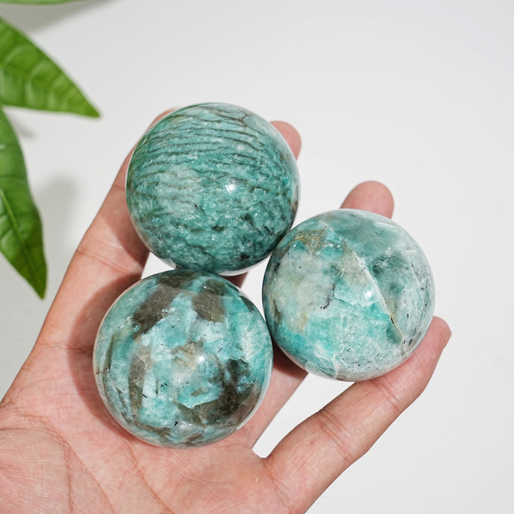 Natural Crystal Amazonite With Smoky Quartz Sphere