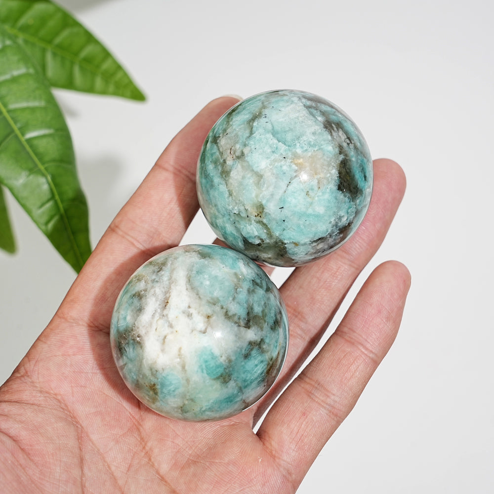 Natural Crystal Amazonite With Smoky Quartz Sphere
