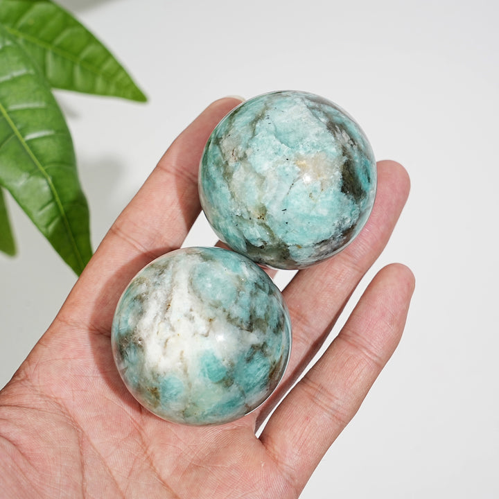 Natural Crystal Amazonite With Smoky Quartz Sphere
