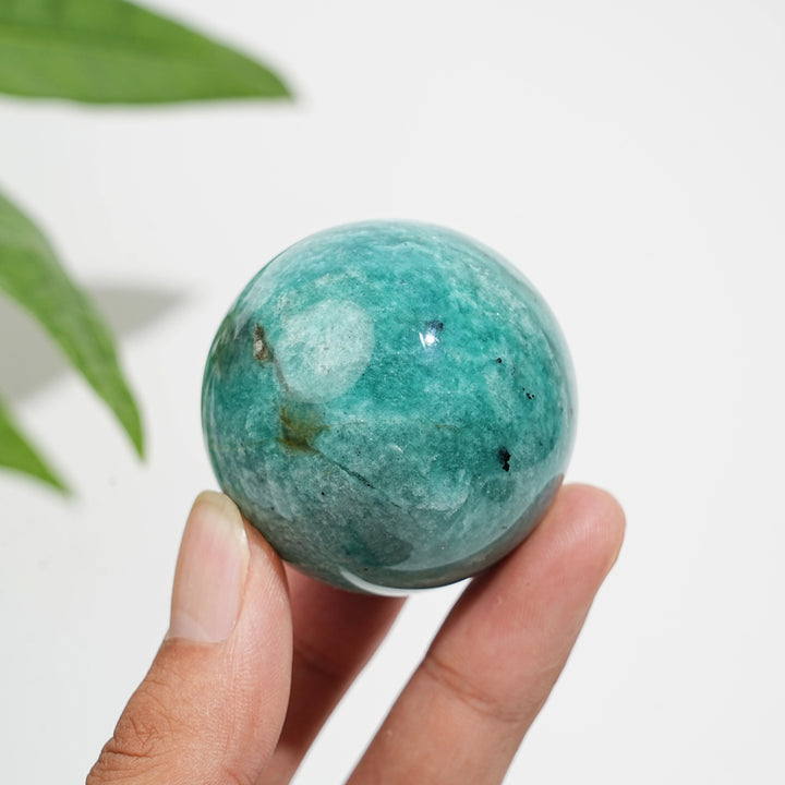 Natural Crystal Amazonite With Smoky Quartz Sphere