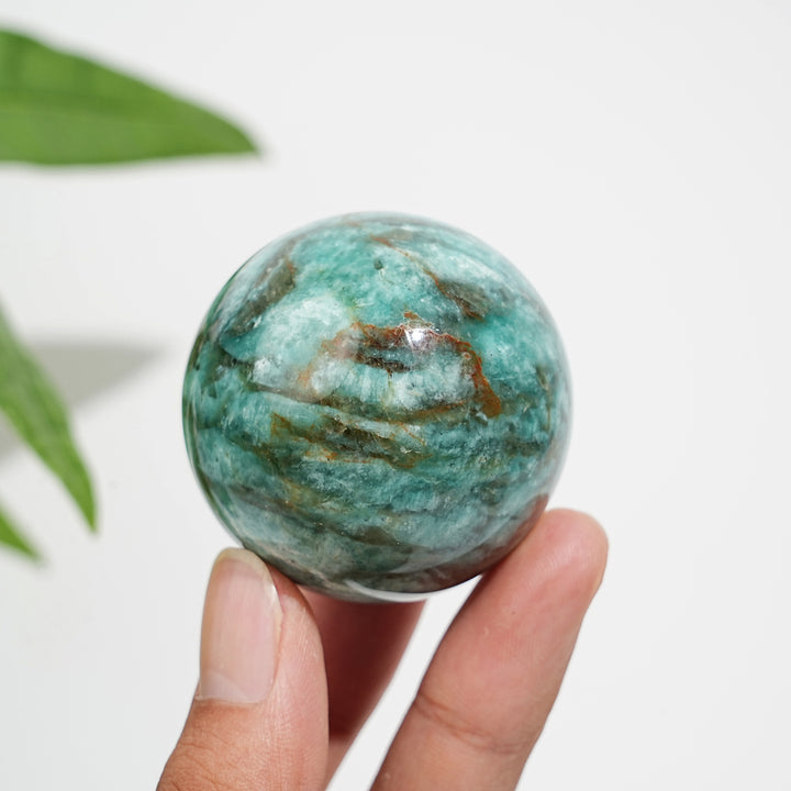 Natural Crystal Amazonite With Smoky Quartz Sphere