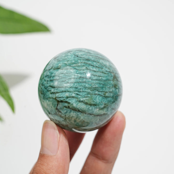 Natural Crystal Amazonite With Smoky Quartz Sphere