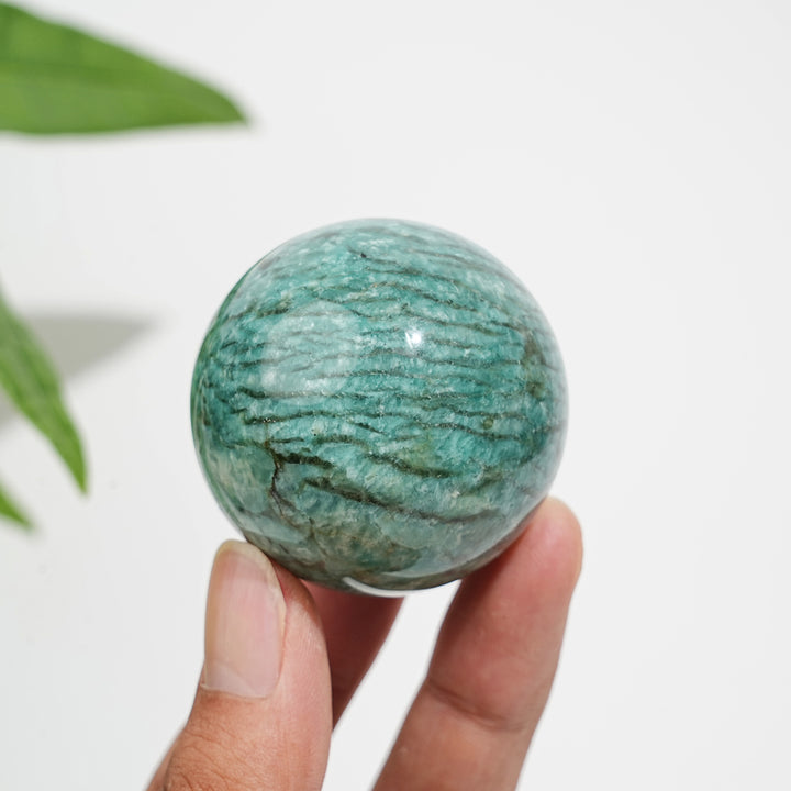 Natural Crystal Amazonite With Smoky Quartz Sphere