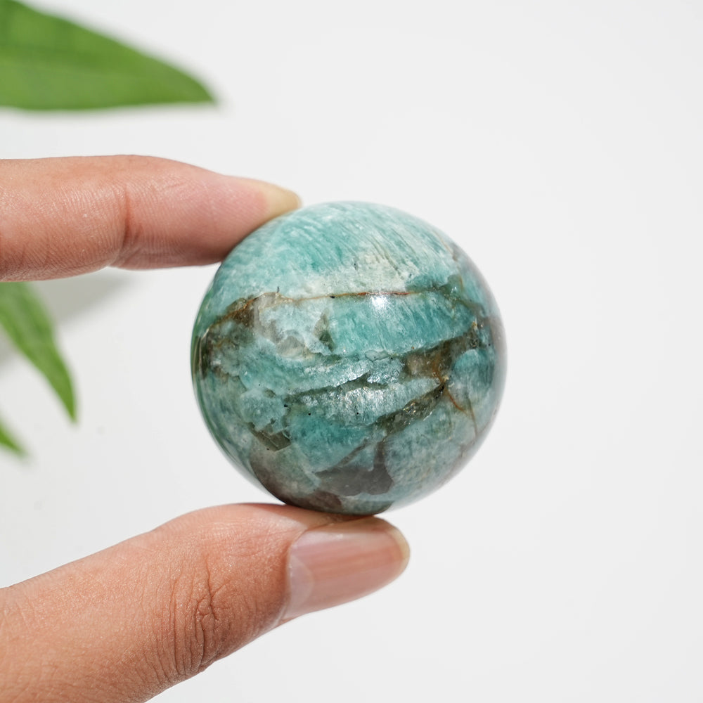 Natural Crystal Amazonite With Smoky Quartz Sphere