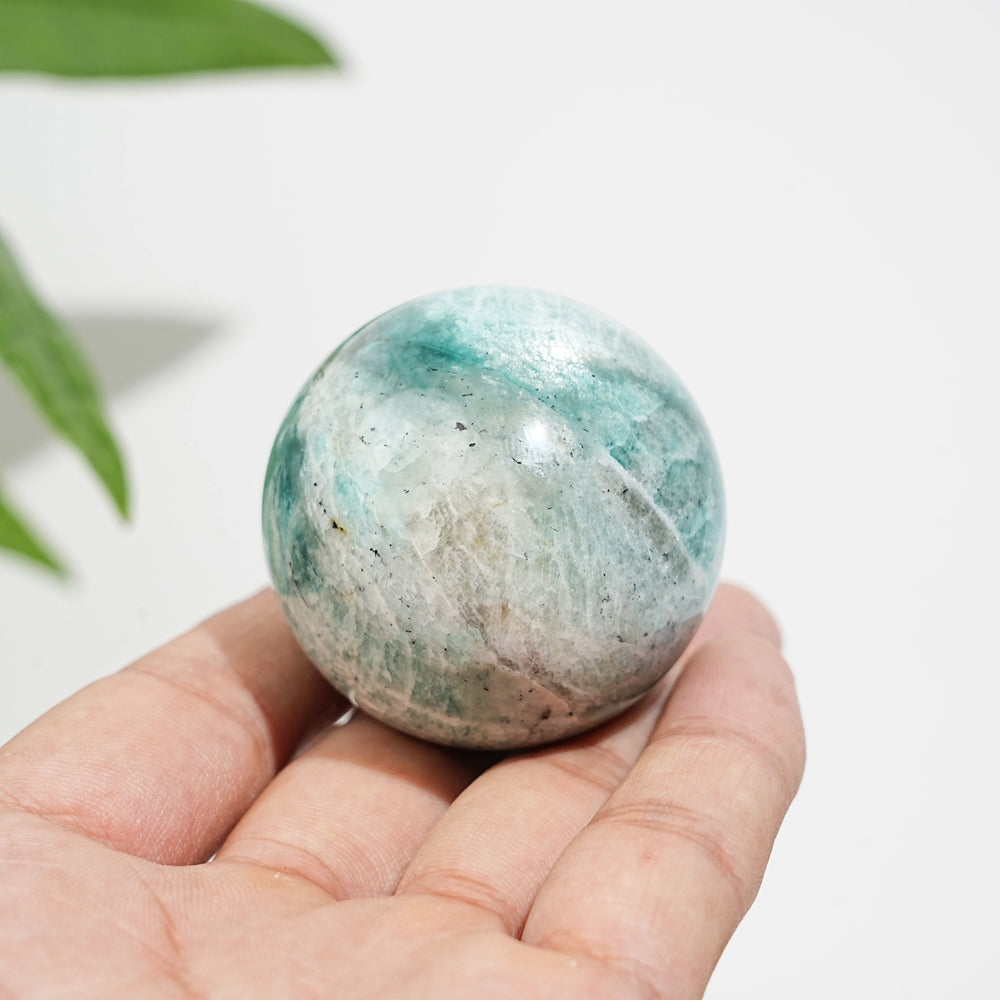 Natural Crystal Amazonite With Smoky Quartz Sphere