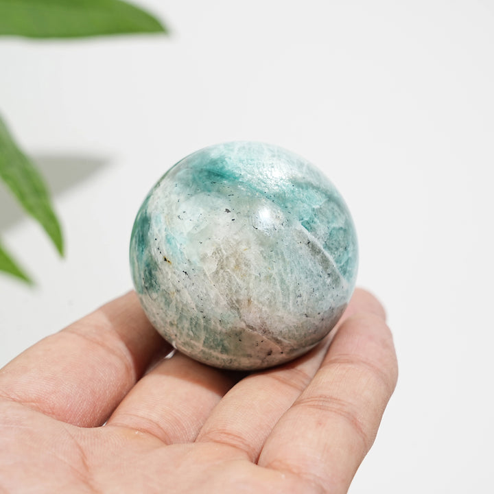 Natural Crystal Amazonite With Smoky Quartz Sphere