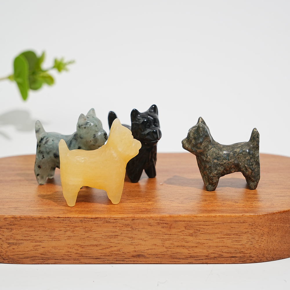 Natural Crystal Adorable Mini West Highland Carving