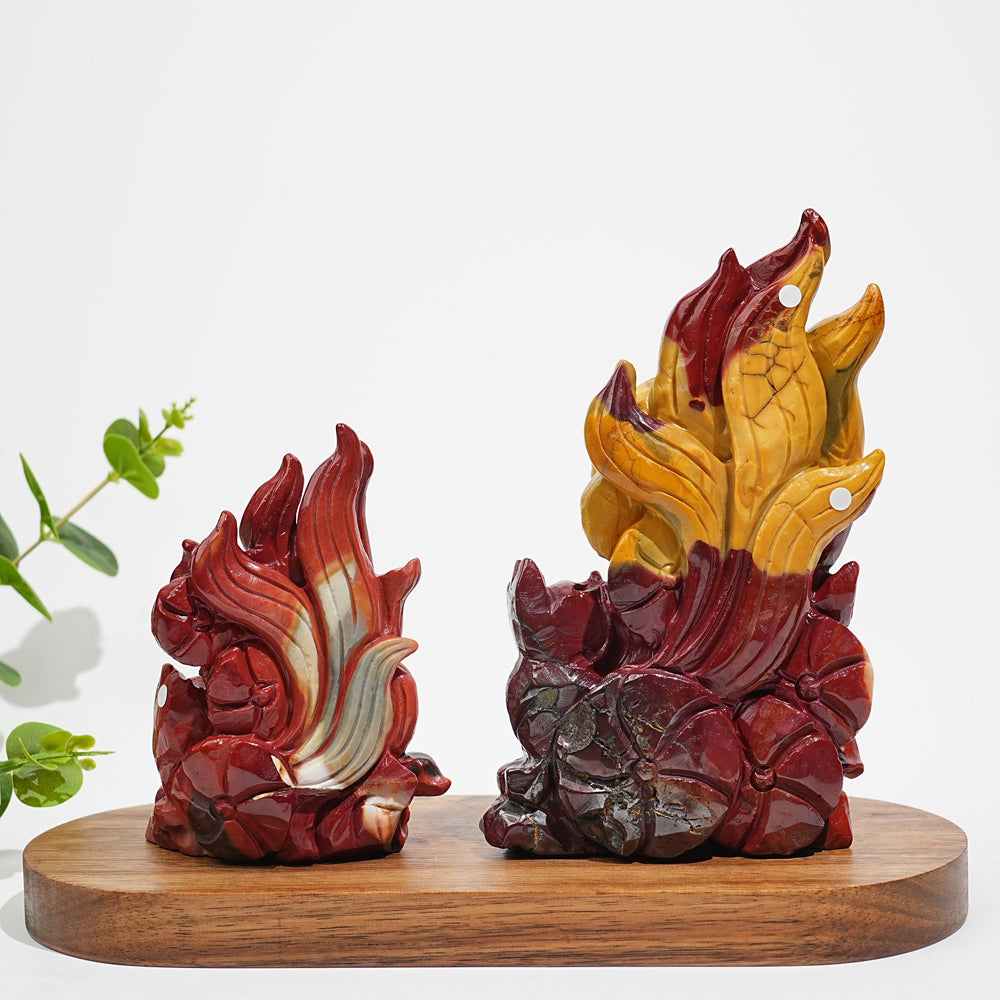 Unique,A Slightly Imperfect Natural Crystal Mookaite Nine-Tailed Fox Carving