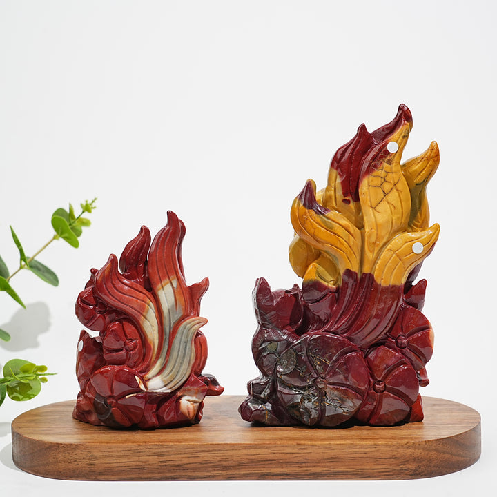 Unique,A Slightly Imperfect Natural Crystal Mookaite Nine-Tailed Fox Carving
