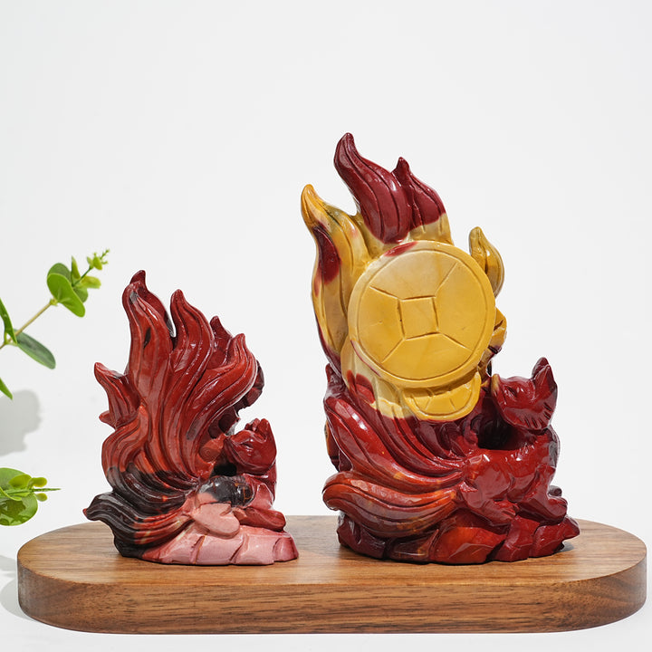 Unique,A Slightly Imperfect Natural Crystal Mookaite Nine-Tailed Fox Carving