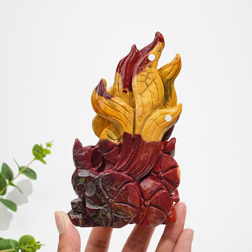 Unique,A Slightly Imperfect Natural Crystal Mookaite Nine-Tailed Fox Carving