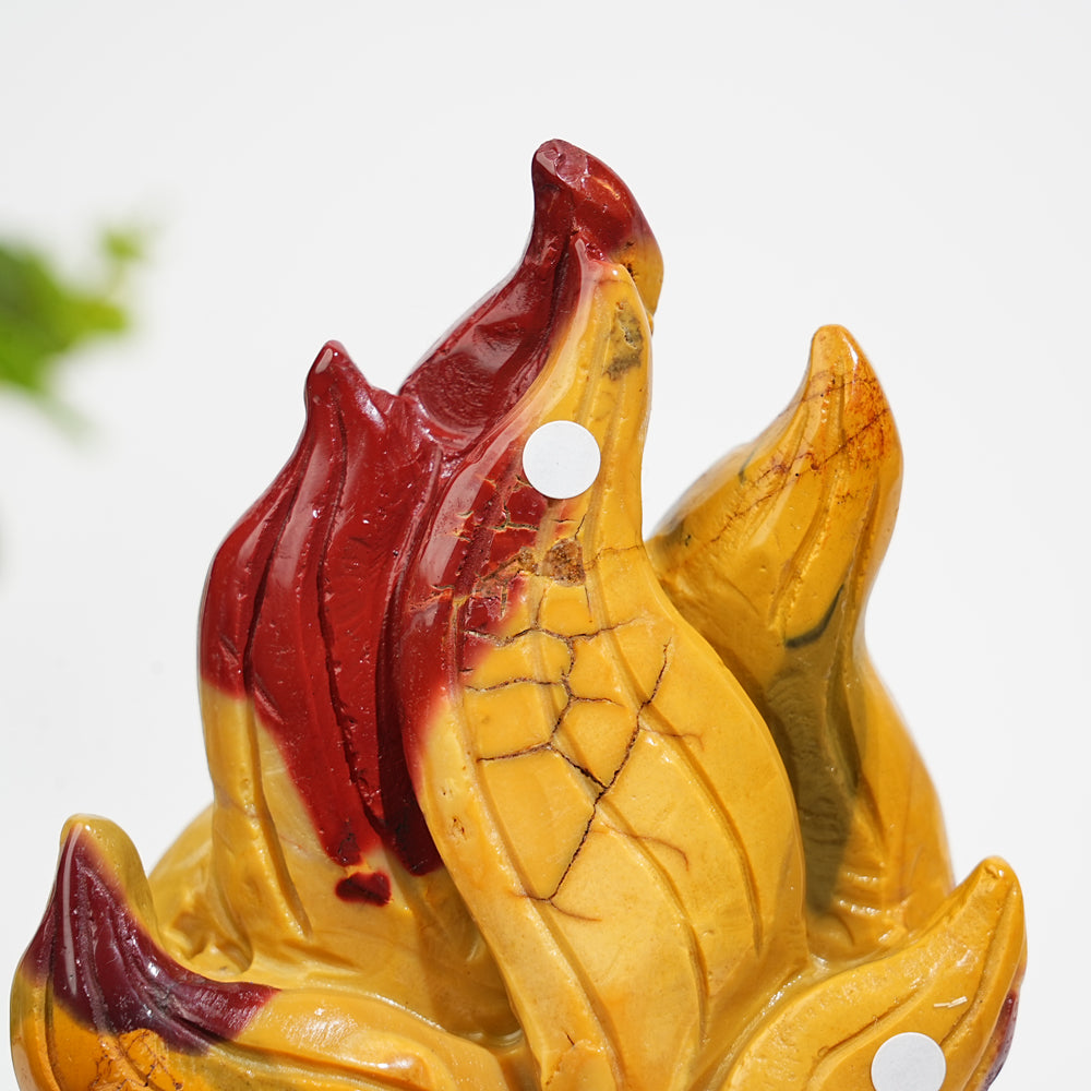 Unique,A Slightly Imperfect Natural Crystal Mookaite Nine-Tailed Fox Carving