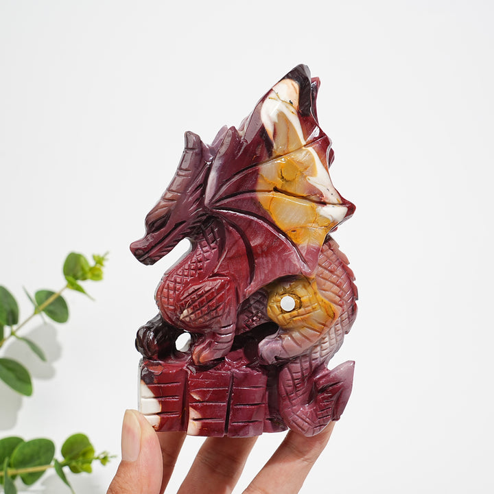 Unique,A Slightly Imperfect Natural Crystal Mookaite Flying Dragon Carving