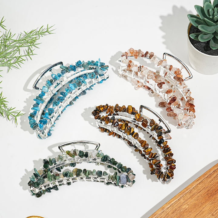 Natural Crystal Moon Hair Claw