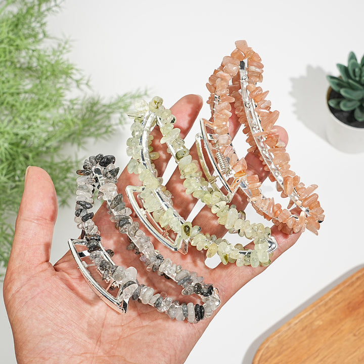 Natural Crystal Moon Hair Claw