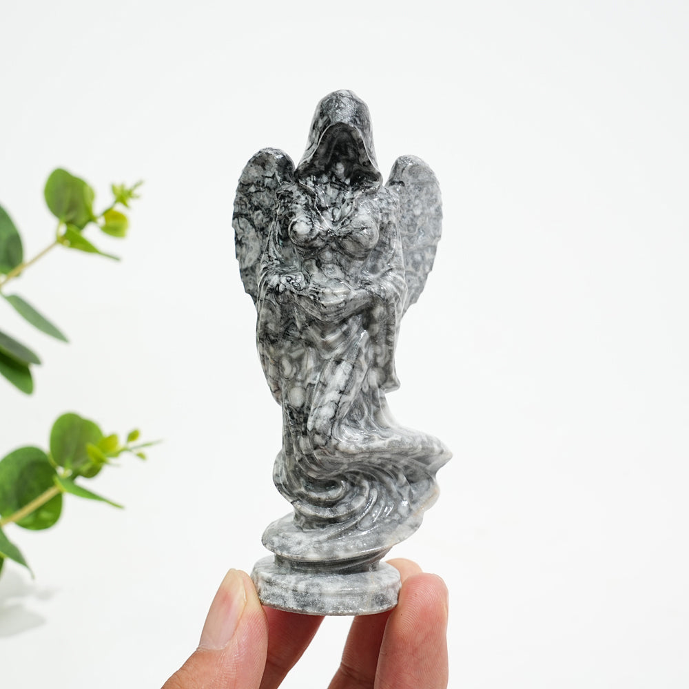 Natural Crystal Ghost Angel Carving