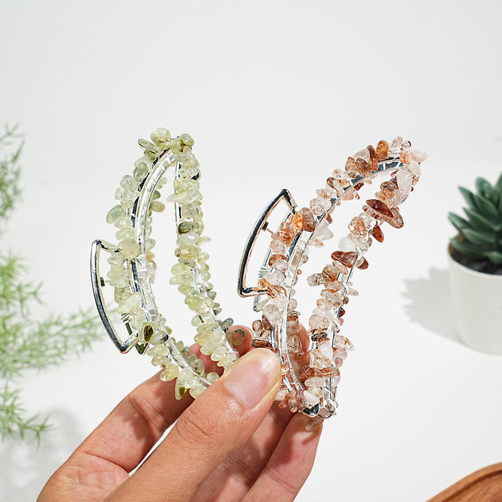 Natural Crystal Moon Hair Claw