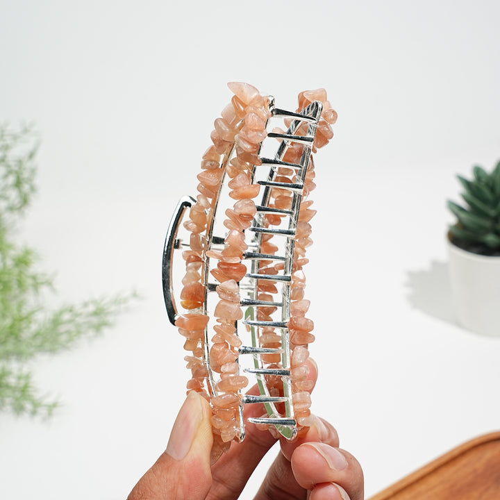 Natural Crystal Moon Hair Claw