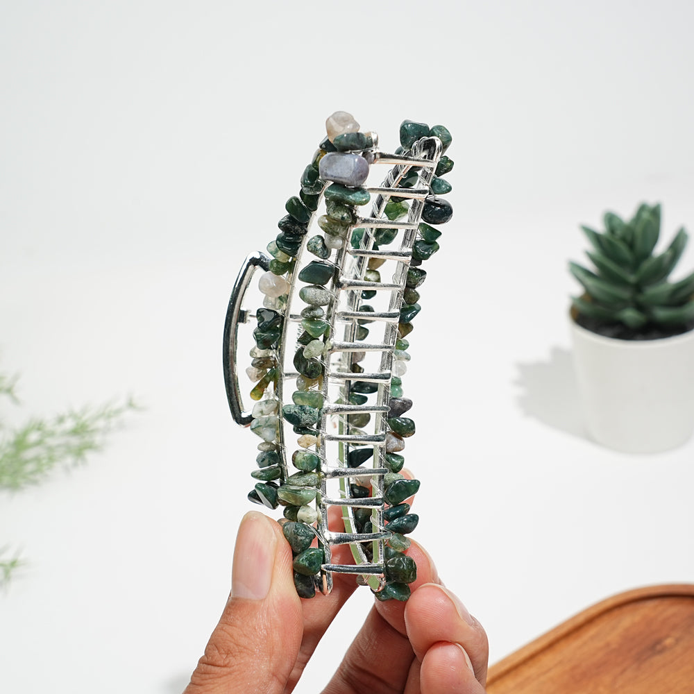 Natural Crystal Moon Hair Claw