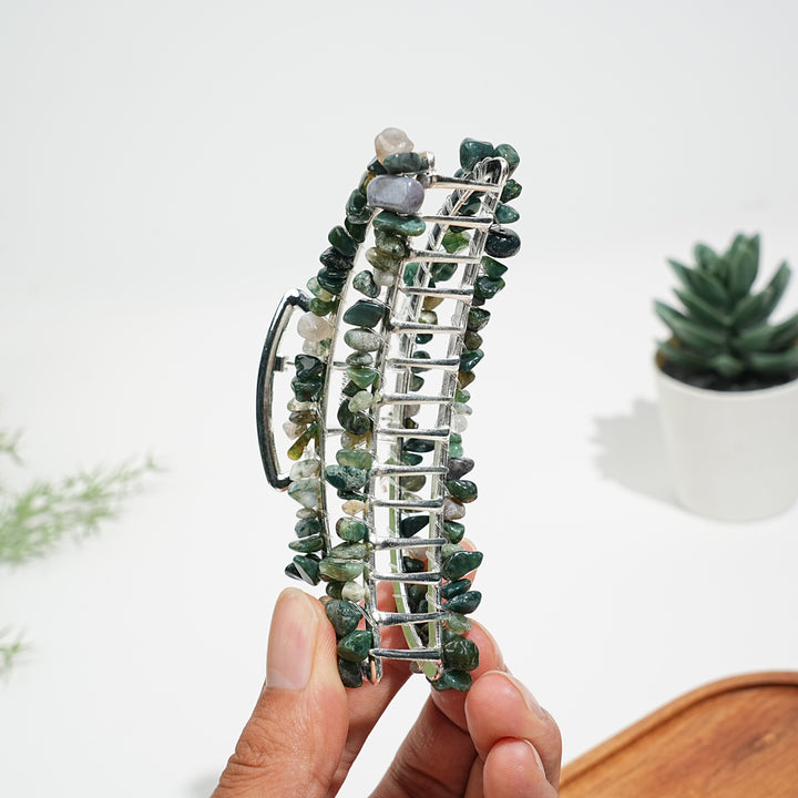 Natural Crystal Moon Hair Claw