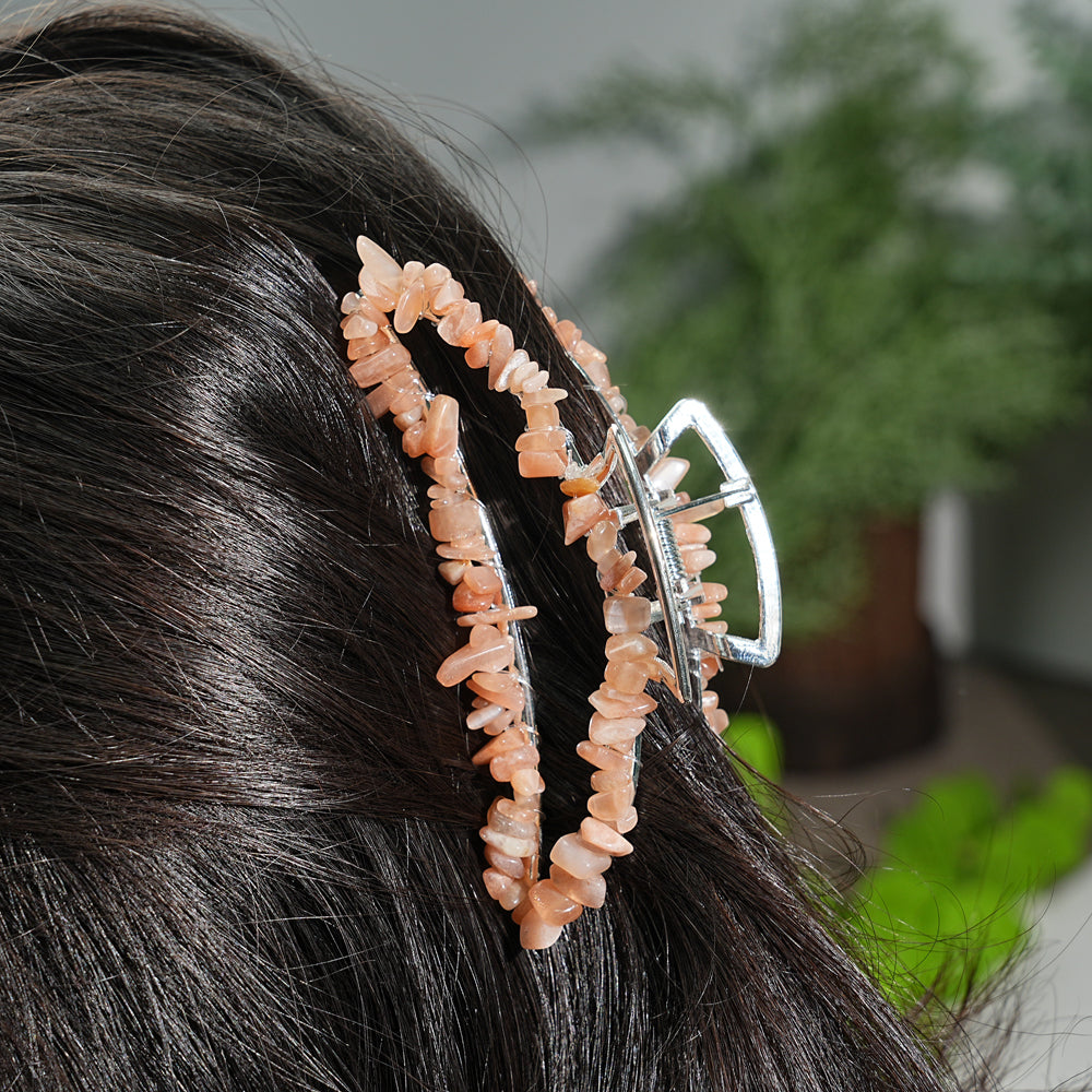 Natural Crystal Moon Hair Claw