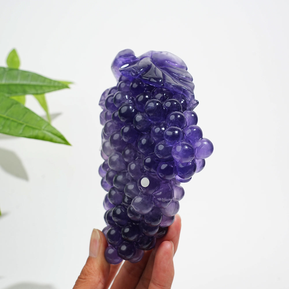 Unique,A Slightly Imperfect Purple Fluorite Grape Carving