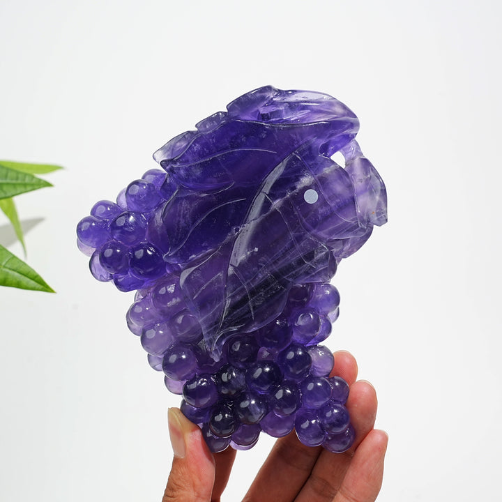 Unique,A Slightly Imperfect Purple Fluorite Grape Carving