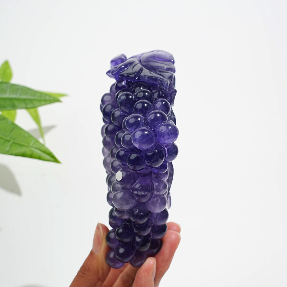 Unique,A Slightly Imperfect Purple Fluorite Grape Carving