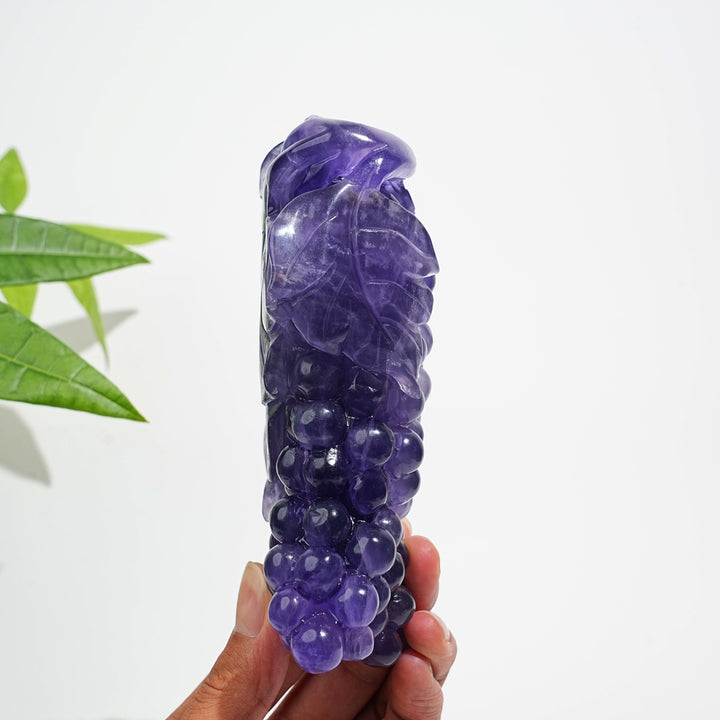 Unique,A Slightly Imperfect Purple Fluorite Grape Carving