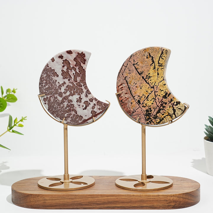 Unique,Natural Beautiful Picture Jasper Moon On Stand